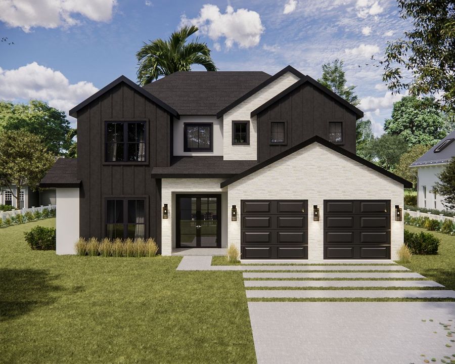 Front elevation of a Monteluce Estates custom residence, Winter Park, Florida
